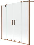 Mexen Velar Duo 2 szárnyas kádparaván mozgatható 150 x 150 cm, Átlátszó, szálcsiszolt réz - 896-150-000-02-65 (896-150-000-02-65)
