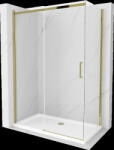 Mexen Omega tolóajtós zuhanykabin 140 x 80 cm, Átlátszó, Arany + zuhanytálca Flat - 825-140-080-50-00-4010 (825-140-080-50-00-4010)