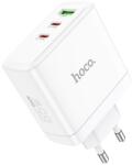hoco. fali töltő 2 x Type C + USB A QC PD 65W GaN N30 fehér