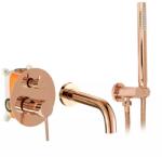 Rea Baterie cada - dus incastrata Rea Lungo Rose Gold lucios cu set de dus si corp ingropat (REA-B6930)