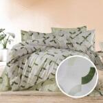 Pucioasa Lenjerie de pat dublu creponata cu elastic pentru saltea 180x200cm, bumbac 100%, Verde Geometric Lenjerie de pat