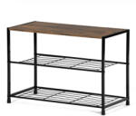 Artium Cipőtartó, 2 polc, MDF, vintage sonoma fa dekor, fekete fém (GD-413_OLW)