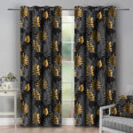  Függöny a gyűrűk 140x250 cm fekete levelekkel