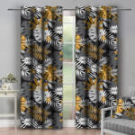 Mondo Italia Függöny a gyűrűk 140x250 cm szürke levelekkel