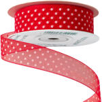  Pöttyös organza szalag 25mm x 20m - Piros (DR25-40)