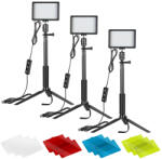 Neewer Kit 3 mini panouri LED Neewer, lumina ajustabila din filtre, cap bila 360 grade inclus, trepiezi-stativi reglabili 116 cm, 12 filtre de culoare multicolore