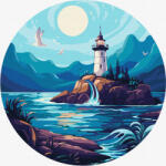 Ideyka Set pictura pe numere rotunda, cu sasiu, Far luminos, O26cm (KHO-R1155)