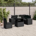 vidaXL 6 részes fekete polyrattan kerti ülőgarnitúra párnákkal (3269165)