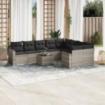vidaXL 10 részes világosszürke polyrattan kerti ülőgarnitúra párnákkal (3219442)