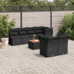 vidaXL 8 részes fekete polyrattan kerti ülőgarnitúra párnákkal (3255845)