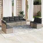 vidaXL 9 részes világosszürke polyrattan kerti ülőgarnitúra párnával (3218852)