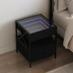 vidaXL fekete végtelen hatású LED-es éjjeliszekrény 40 x 40 x 51 cm (3284101)