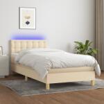 vidaXL krémszínű szövet rugós és LED-es ágy matraccal 90x200 cm (3134010)