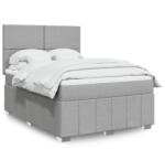 vidaXL világosszürke szövet rugós ágy matraccal 140 x 190 cm (3293956)