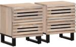 vidaXL 2 db fehérített tömör mangófa éjjeliszekrény 40 x 34 x 46 cm (377433)