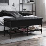 vidaXL fekete szerelt fa cipőtároló pad 102 x 42 x 45 cm (835197) - vidaxl