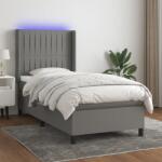 vidaXL sötétszürke szövet rugós és LED-es ágy matraccal 90x200 cm (3138446)