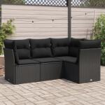 vidaXL 4 részes fekete polyrattan kerti ülőgarnitúra párnákkal (3217575)