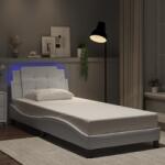 vidaXL fehér műbőr ágykeret LED-világítással 90 x 200 cm (3214083) - vidaxl