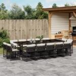 vidaXL 15 részes fekete polyrattan kerti étkezőgarnitúra párnákkal (3211770) - vidaxl