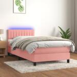 vidaXL rózsaszín bársony rugós és LED-es ágy matraccal 90x200 cm (3134506)
