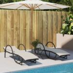 vidaXL 2 db fekete polyrattan napozóágy párnával (3277307)