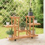 vidaXL tömör fenyőfa virágtartó állvány kerekekkel 110 x 25 x 78 cm (362856)