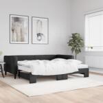 vidaXL fekete kihúzható szövet heverő matracokkal 90 x 200 cm (3196598)