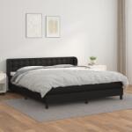 vidaXL fekete műbőr rugós ágy matraccal 160 x 200 cm (3127319)