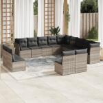 vidaXL 13 részes világosszürke polyrattan kerti ülőgarnitúra párnákkal (3218492)