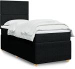 vidaXL fekete szövet rugós ágy matraccal 90x200 cm (3291934)