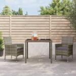 vidaXL 3 részes szürke polyrattan kerti étkezőgarnitúra párnával (3187332)