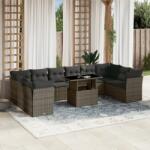 vidaXL 11 részes szürke polyrattan kerti ülőgarnitúra párnákkal (3266860)