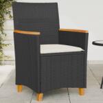 vidaXL 2 db fekete polyrattan és tömör fa kerti szék párnával (368720)