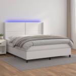vidaXL fehér műbőr rugós ágy matraccal és LED-del 180x200 cm (3139338)
