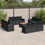 vidaXL 13 részes fekete polyrattan kerti ülőgarnitúra párnákkal (3256384)