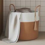 vidaXL barna-fehér pamut tárolókosár Ø40 x 35 cm (358498)