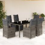 vidaXL 7 részes szürke polyrattan kerti bisztrógarnitúra párnákkal (3277168)