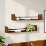 vidaXL 2 db barna tölgyszínű fali polc rúddal 80 x 16 x 14 cm (835443) - vidaxl