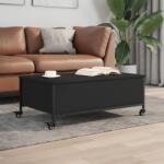 vidaXL fekete szerelt fa dohányzóasztal kerekekkel 91 x 55 x 34 cm (842296)