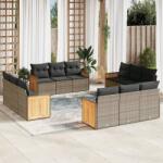 vidaXL 12 részes szürke polyrattan kerti ülőgarnitúra párnákkal (3259918)