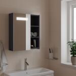 vidaXL szürke tükrös fürdőszobaszekrény LED-del 45 x 13 x 52 cm (357966)
