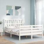 vidaXL fehér tömör fa ágykeret fejtámlával Small Double (3194347)