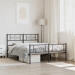 vidaXL fekete fém ágykeret fej- és lábtámlával 135 x 190 cm (355284)
