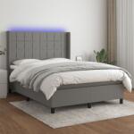 vidaXL sötétszürke szövet rugós és LED-es ágy matraccal 140x190 cm (3138310)