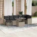 vidaXL 8 részes világosszürke polyrattan kerti ülőgarnitúra párnával (3274832)