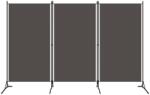 vidaXL antracitszürke 3 paneles paraván 260 x 180 cm (320733)
