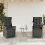 vidaXL 2 db szürke polyrattan dönthető kerti szék lábtartóval (365291)