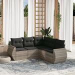 vidaXL 5 részes világosszürke polyrattan kerti ülőgarnitúra párnákkal (3253689)