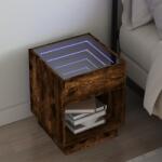 vidaXL füstös tölgy végtelen hatású LED-es éjjeliszekrény 40x40x50 cm (3284081)